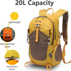 Small Hiking Backpack, 20L Lightweight Travel Backpacks for Men Women, Water Resistant Outdoor Day Pack, Ultralight Camping Daypack Backpacks Fit for Camping. (With Rain-Cover)