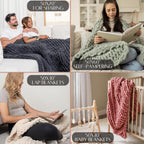 Chunky Knit Throw Blanket 50X70, Graphite Gray Chenille Throw Blanket for Couch Bed Sofa, Soft Fluffy Cable Knit Blanket, Oeko-Tex Certified, Machine Washable