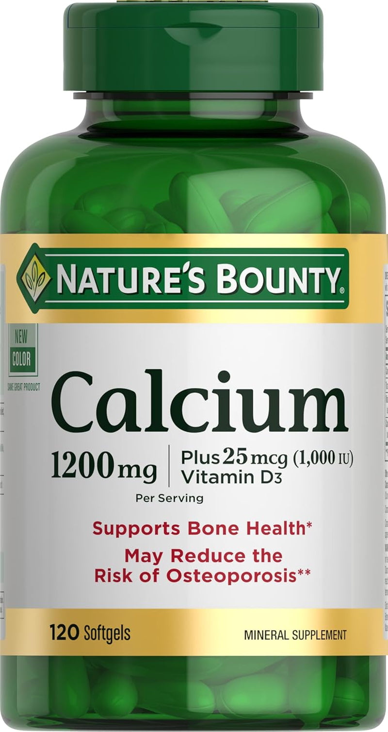 Calcium 1200 Mg with 1000 IU Vitamin D3 - Bone Health Softgels, Calcium and Vitamin D Supplement, Gluten Free, 2 Softgels per Day, 120 Ct (Pack of 1)