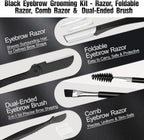 Eyebrow Kit for Men, 17 in 1 Tweezers for Women Facial Hair, Hair Scissors with Comb, Eyebrow Trimmer, Brow Brushes, Hair Tools Travel Bag, Professional Grooming Tweezer for Men