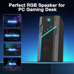 W-206RE RGB Bluetooth PC Speakers, Desktop Gaming Speakers with 21 LED Light Modes, USB Powered Stereo Computer Speakers for Monitor, Laptop and Gaming Setup