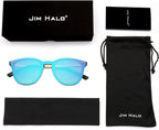 Trendy Rimless Mirrored Sunglasses Reflective Sun Glasses for Women Men (Matte Black/Mirror Blue)