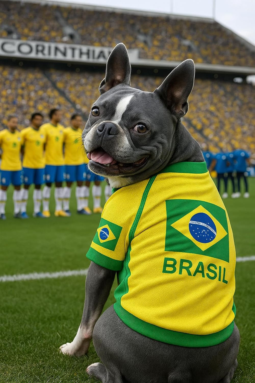 Team Brazil Dog Jersey - Breathable Mesh Puppy Football Jersey - Lightweight Stretch Sporty Dog Clothes - Summer Shirts for Large Dogs - Soccer Jersey for Dogs - Sportswear Pet Clothes