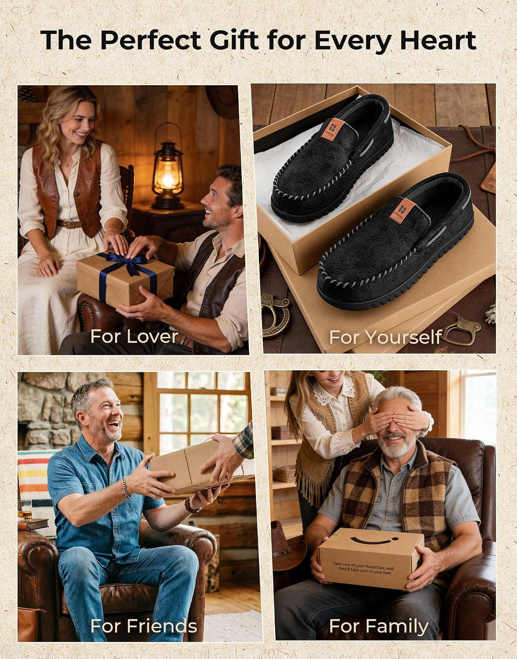 Men'S Suede Memory Foam Moccasin Slippers Warm Lining House Shoes | Gifts,Non-Slip,Breathable,Indoor and Outdoor,Lightweight,Supportive,Chic Bow Detail