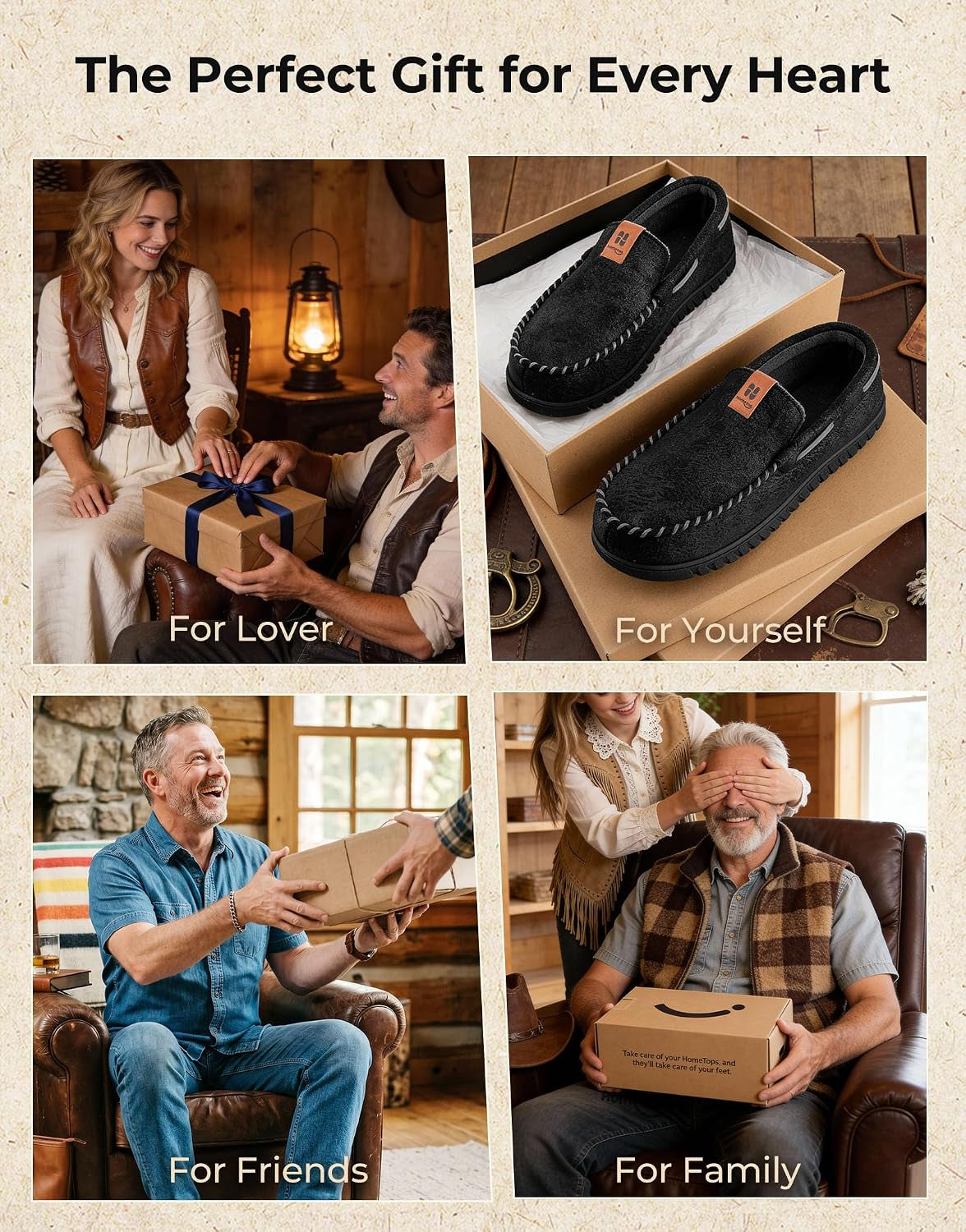 Men'S Suede Memory Foam Moccasin Slippers Warm Lining House Shoes | Gifts,Non-Slip,Breathable,Indoor and Outdoor,Lightweight,Supportive,Chic Bow Detail