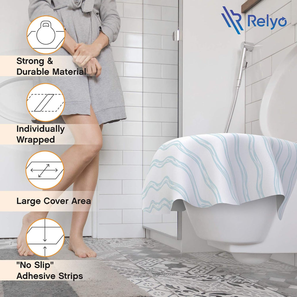 Disposable Toilet Seat Cover for Travel – 20 Pack with Covers Wrapped in Sets of 2, Non-Flushable Liners, Fits Most Seats – Kids, Toddlers, Adults (Waves, 20)