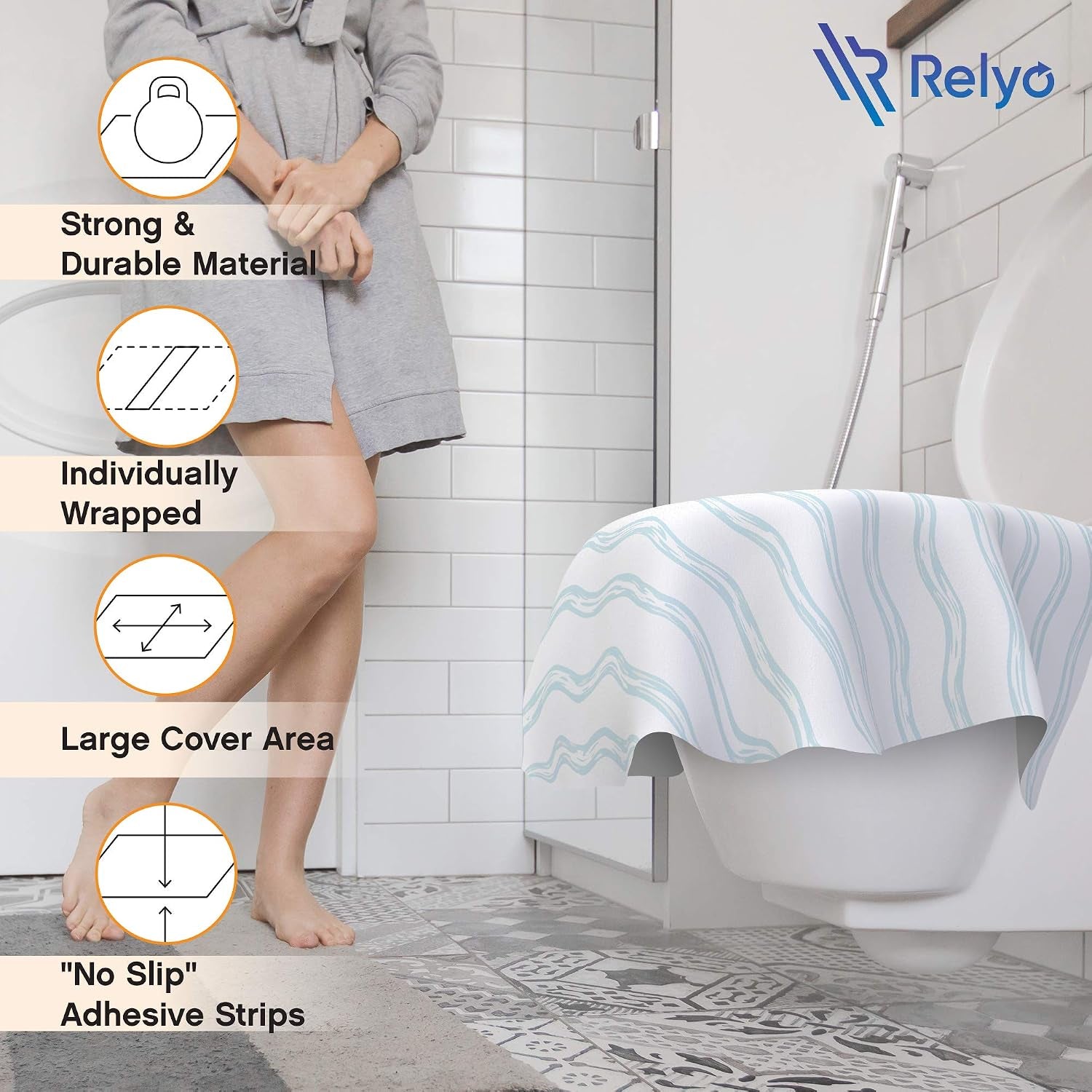 Disposable Toilet Seat Cover for Travel – 20 Pack with Covers Wrapped in Sets of 2, Non-Flushable Liners, Fits Most Seats – Kids, Toddlers, Adults (Waves, 20)