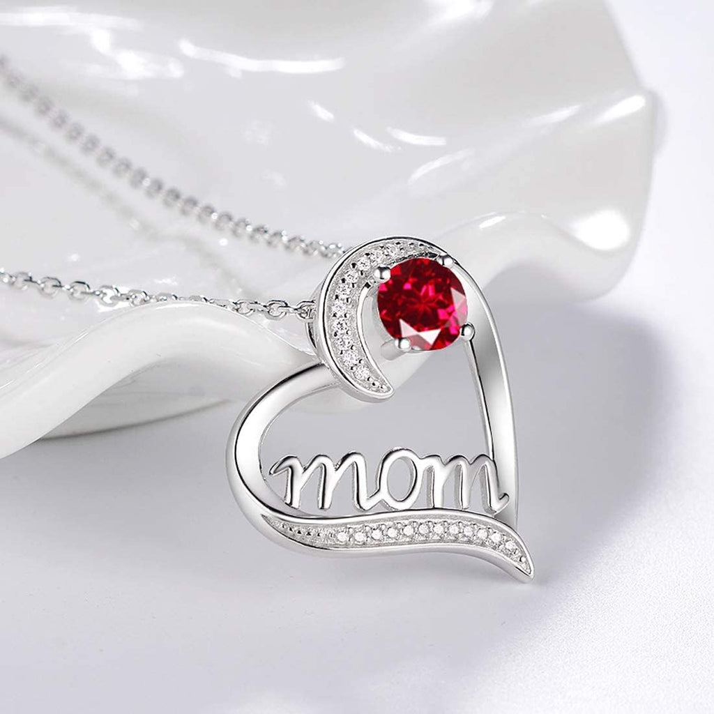 Birthday Gifts for Women 925 Sterling Silver Mom Necklace August September Birthstones Necklace Peridot Blue Sapphire and More Stones Jewelry for Her Love Heart Pendant Necklace
