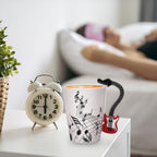 Guitar Novelty Mug Unique Musical Gift Coffee Cup with Guitar Handle Design,Great Gifts for Music Lovers&Guitar Payer,Holidays,Fathers Day,Men,Woman,Teachers