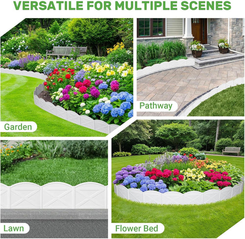 40Ft Edging for Landscaping 6 Inch Tall Garden Edging with 40Pcs Anchoring Stakes, 40Pcs White Garden Edging Border Landscape Edging Flower Bed Edging Borders