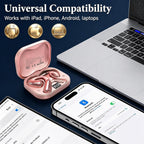 Open Ear Headphones, Wireless Headphones with Smart Digital Display & Mic, Open Ear Earbuds 35H Playtime, Sweat Resistant & Waterproof, Secure Comfortable Fit - Running, Sport, Daily (Rose Gold)