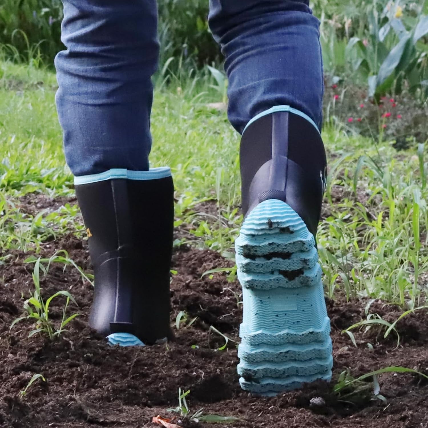 Rubber Boots for Women, Waterproof Mid Calf Women Rain Boots with Steel Shank, 6Mm Neoprene Insulated Rubber Garden Boots for Women Mud Working Farming Fishing
