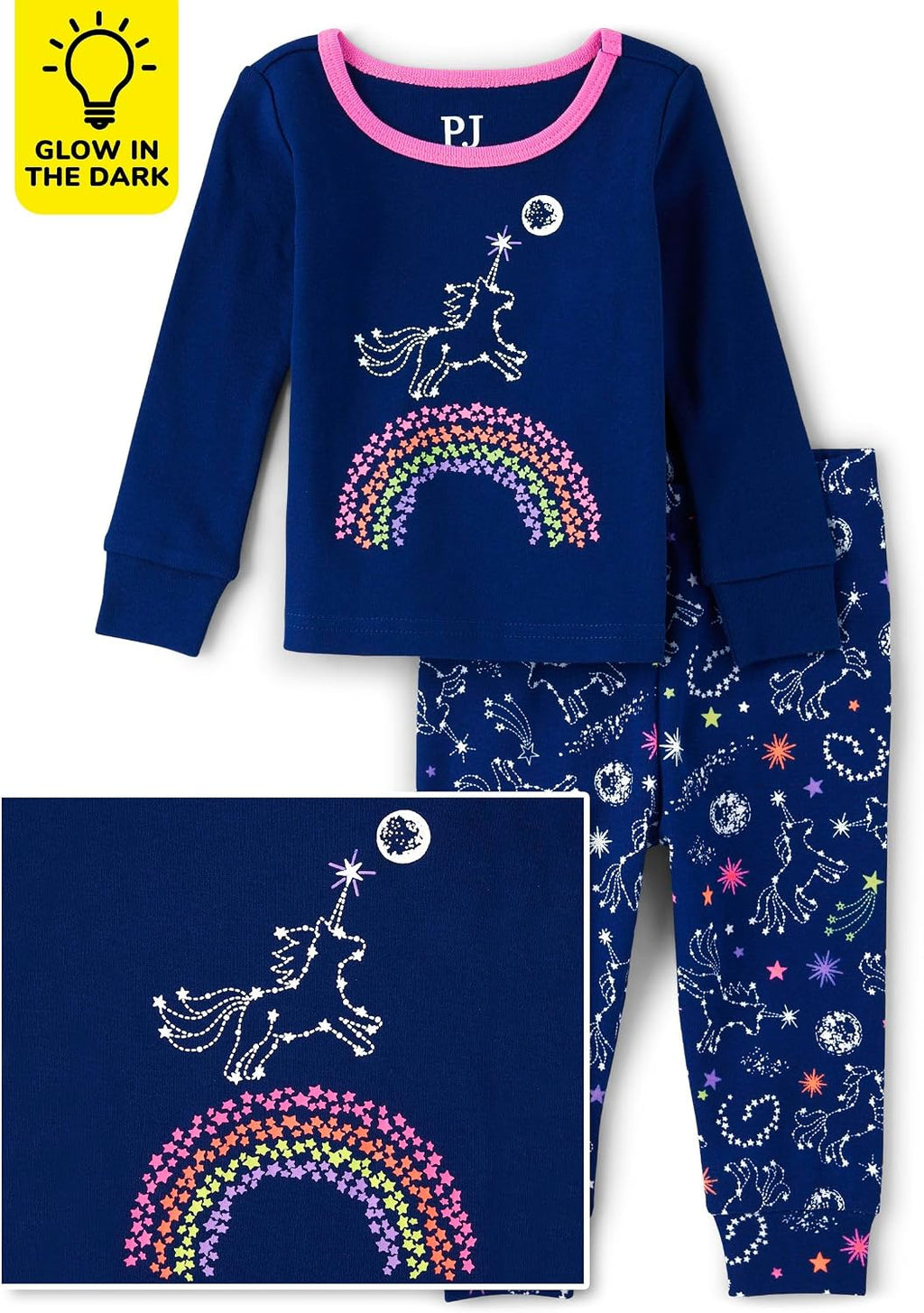 Baby-Girls and Toddler Long Sleeve Top and Pants Snug Fit 100% Cotton 2 Piece Pajama Set