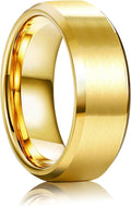 8MM Wedding Band for Men Stainless Steel Ring Band Size 6-14 | Matte Surface Beveled Polished Edge, Silver/Black/Gold Wedding Engagement Promise Ring Jewelry Gift Comfort Fit for Him