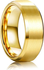 8MM Wedding Band for Men Stainless Steel Ring Band Size 6-14 | Matte Surface Beveled Polished Edge, Silver/Black/Gold Wedding Engagement Promise Ring Jewelry Gift Comfort Fit for Him