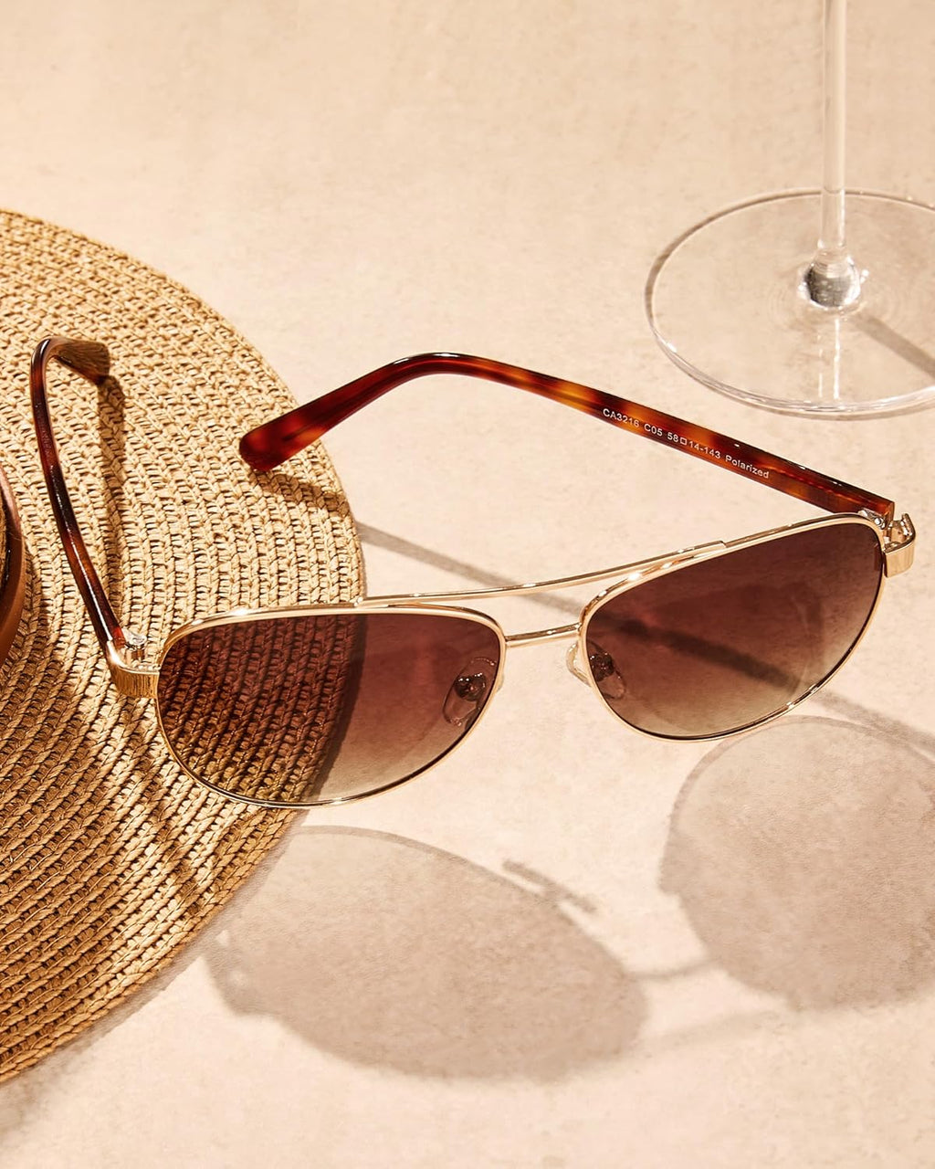 Polarized Sunglasses for Women UV400 Protection CA3216 | Handcrafted Acetate, Nickel-Free Metal Frame, Elegant Design, Shatterproof Lenses, Includes Leather Case, for Driving, Daily