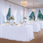 White Table Cloths 6 Foot Rectangle Stretch Ruffle Tulle Tablecloth Spandex Fitted Table Cover for 6 Foot Tables White Tulle Table Skirts Rectangle Tables 6Ft Elastic Party Wedding Table Cloths