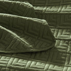 Quilt Set Queen Size Summer Squares Pattern Forest Green Bedspread | Bedding Set for All Season Use, Soft & Breathable Coverlet,3-Piece Set Includes 2 Shams, Machine Washable