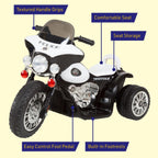 Kids Motorcycle - 3-Wheel Ride on Toy with Police Decals, Reverse, and Headlights - 6V Electric Motorcycle for Kids Ages 3 to 6 by  (Black)