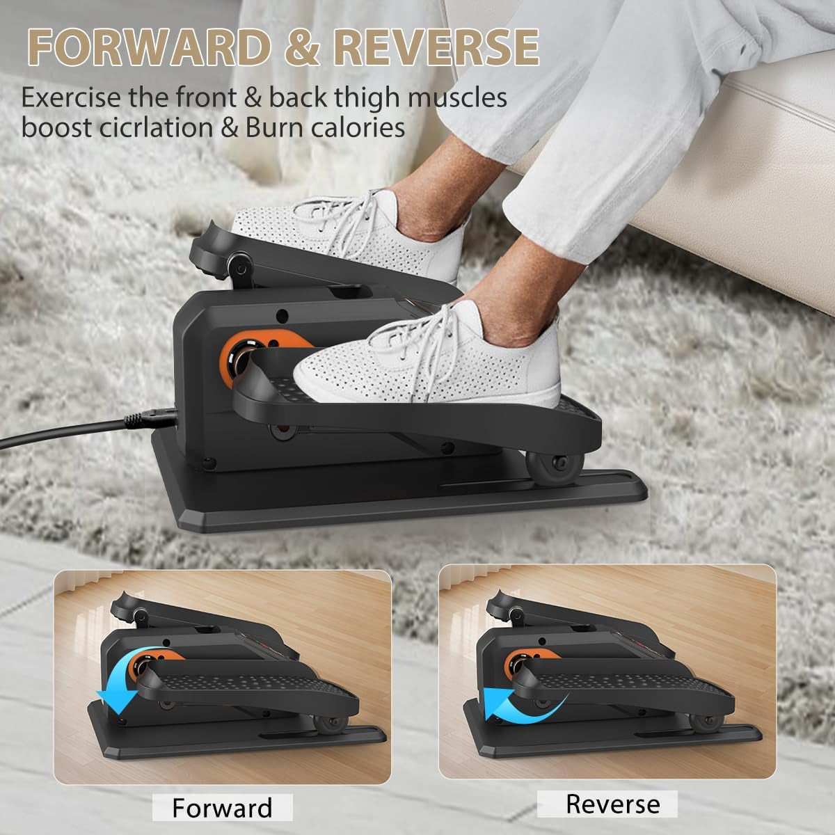 Under Desk Elliptical Machine, Electric Ellipse Leg Exerciser While Sitting for Seniors Adults, Quiet & Portable Electric Seated Pedal Exerciser with Remote Control, 15 Adjustable Speeds, 5 Auto Modes
