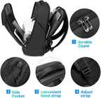 Business Smart Backpack Waterproof Fit 15.6 Inch Laptop Backpack with USB Charging Port,Travel Durable Backpack, Black（No Usb）, L, Travel Backpacks