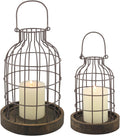 SB-5393C 2PC Wire METAL CLOCHE SET, Set of 2, Brown