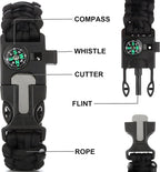 Survival Bracelet Set, 3 Pack with Compass and Whistle | 3 Paracord Bracelets with Compass, Whistle and Magnesium Fire Starter for Camping, Hiking and Emergency Kits