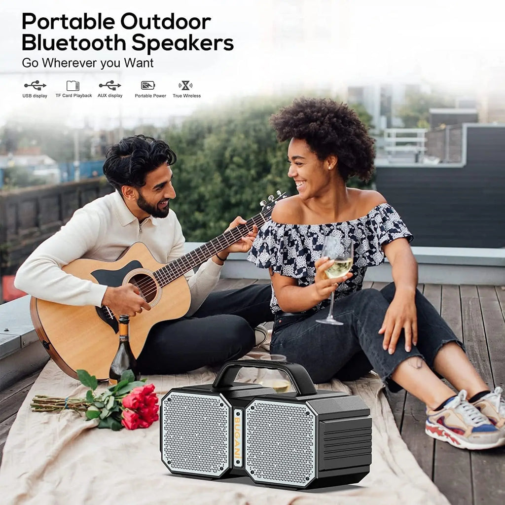 Bluetooth Speaker, Shock Portable Bluetooth Speaker, Bluetooth 5.3, Waterproof, Wireless Speakers, 60W Super Power, Outdoor Speaker, Black(New Model)