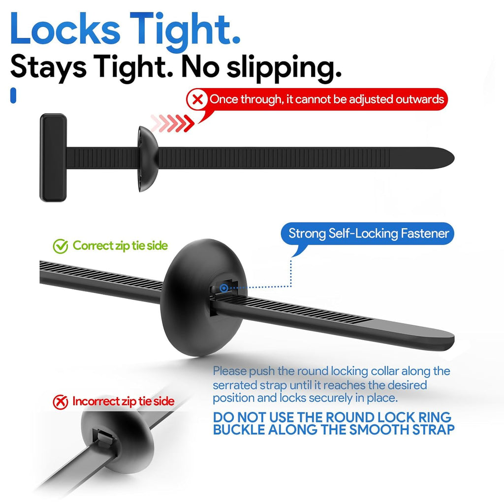 Zip Tie Fender Clip - Nylon Universal Door Panel Clips Cable Tie Buckle - Automotive Retainer Clips and Fasteners - Plastic Rivets for Cars Door Trim (100)