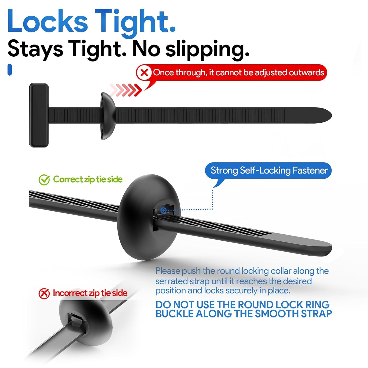 Zip Tie Fender Clip - Nylon Universal Door Panel Clips Cable Tie Buckle - Automotive Retainer Clips and Fasteners - Plastic Rivets for Cars Door Trim (100)