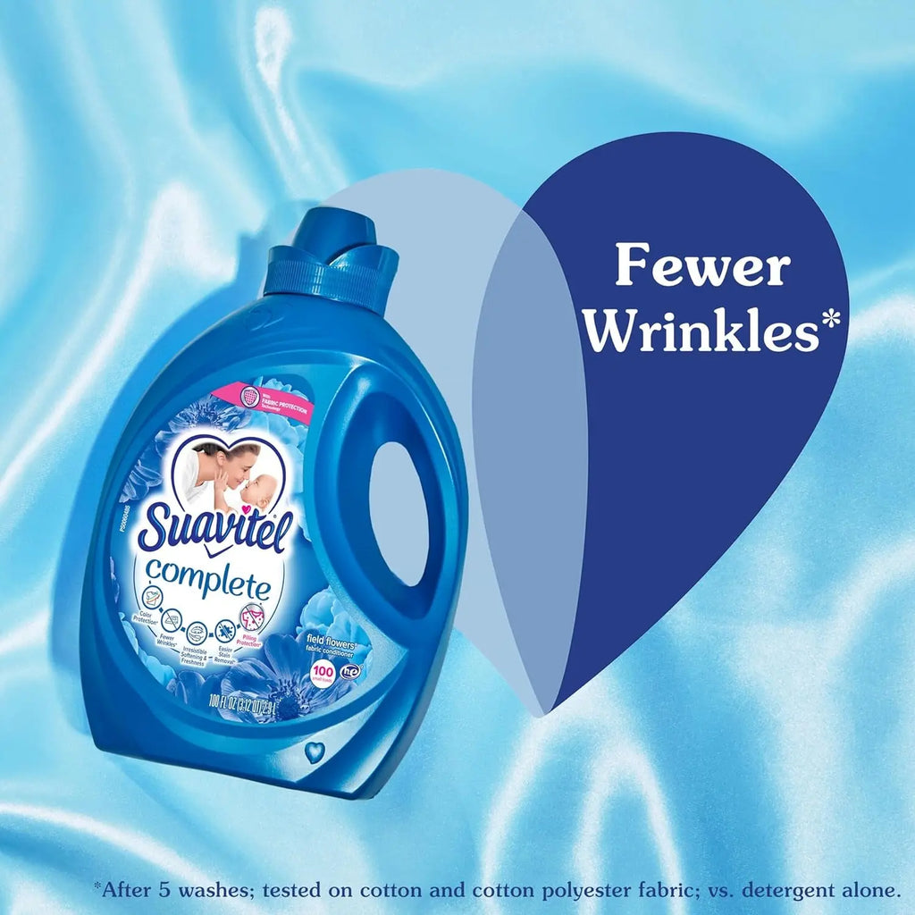 Complete Liquid Fabric Conditioner, Laundry Fabric Softener with Fabric Protection Technology, Field Flowers, 100 Oz, Enough Liquid for 100 Small Loads