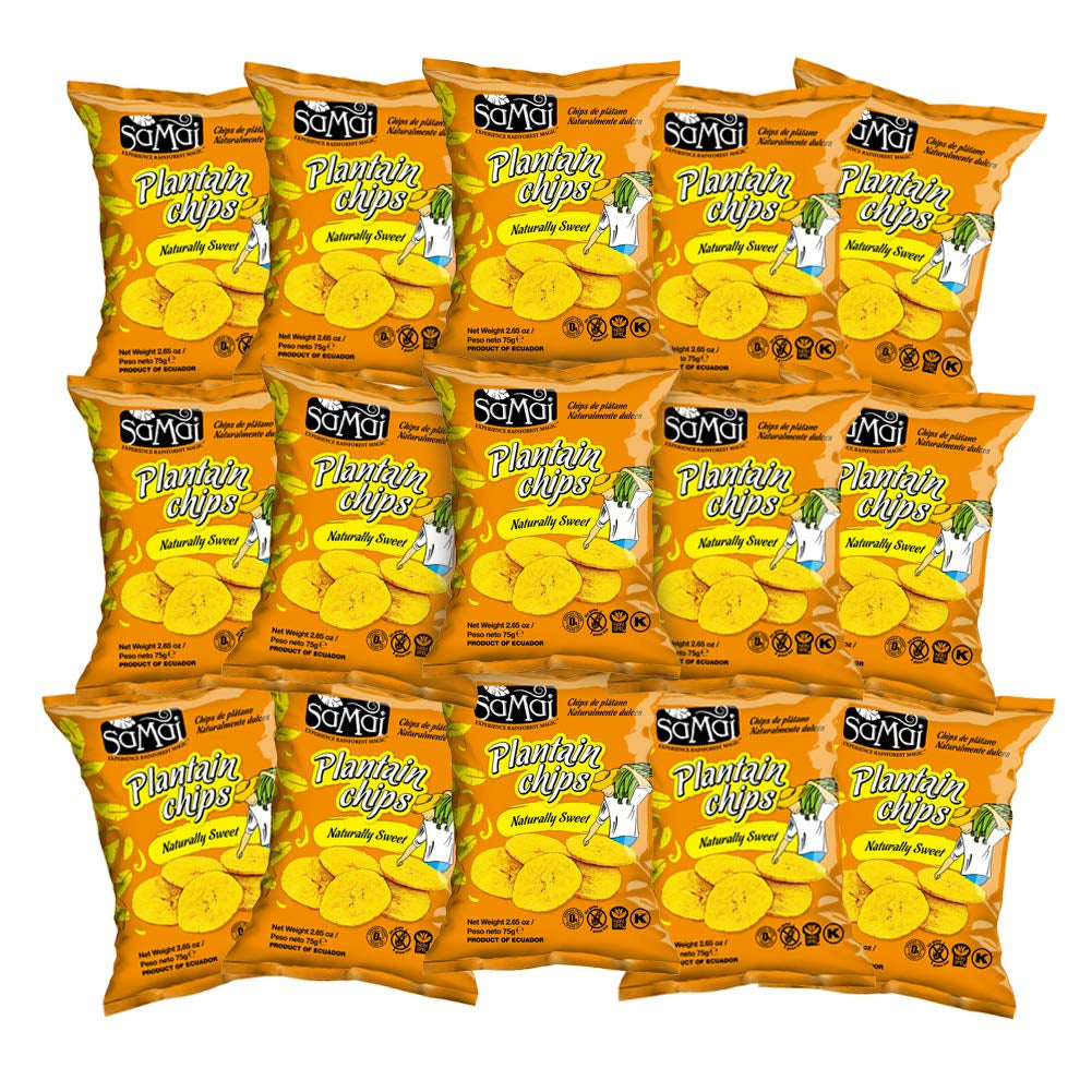 Naturally Sweet Plantain Chips 2.65Oz (Pack of 15) - Gluten Free, All Natural, NON-GMO and Kosher