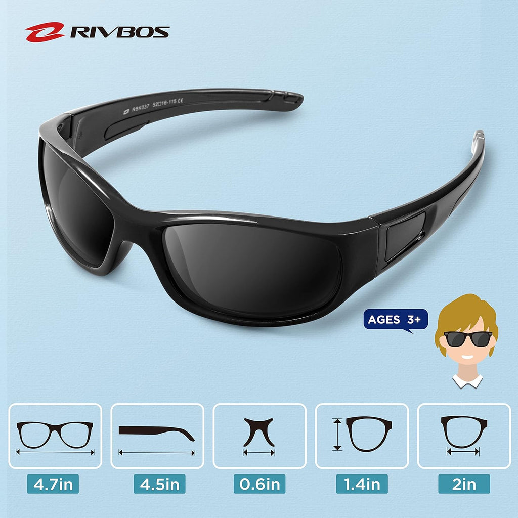 Kids Sunglasses Polarized UV Protection Flexible Rubber Glasses Shades with Strap for Boys Girls RBK037