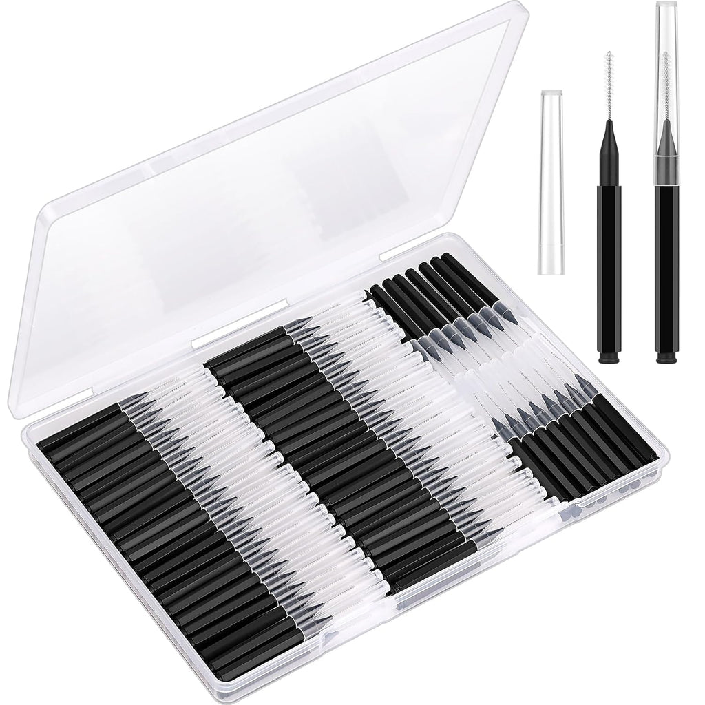 120Pcs Micro Eyebrow Brush with Cap - Eyebrow Tinting, Lash Filler, Brow Lifting Brush - Professional Makeup Kit for Eyebrow Lamination, Beauty Salon & Home Beauty Care