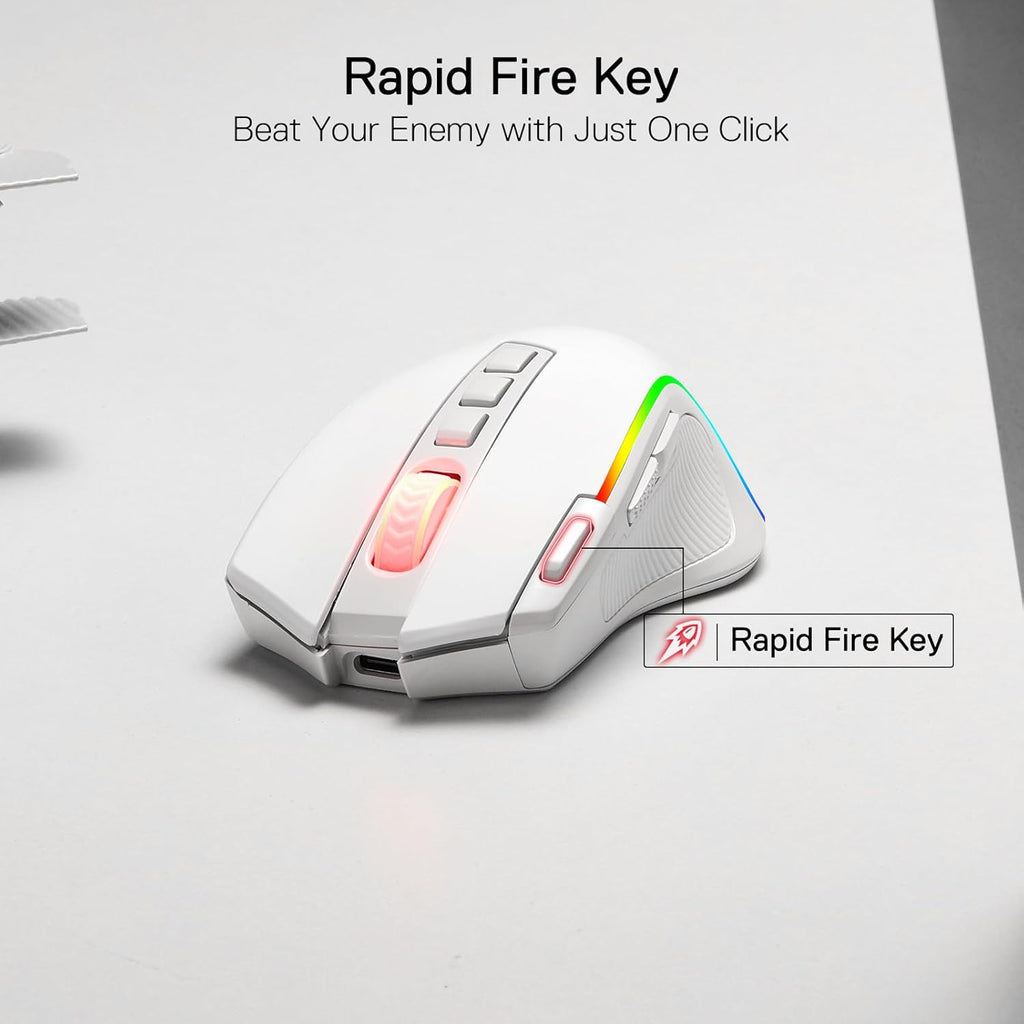 M612 Wireless RGB Optical Gaming Mouse 8000 DPI Remapping Keys | Cable-Free 0 Delay, Redefine Keybinding Macro, Vibing Backlight, Ergonomic Grip Body Comfort