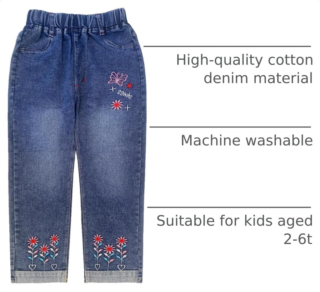 4-9T Infant Little Kids Girls Embroidery Jeans Denim Pants
