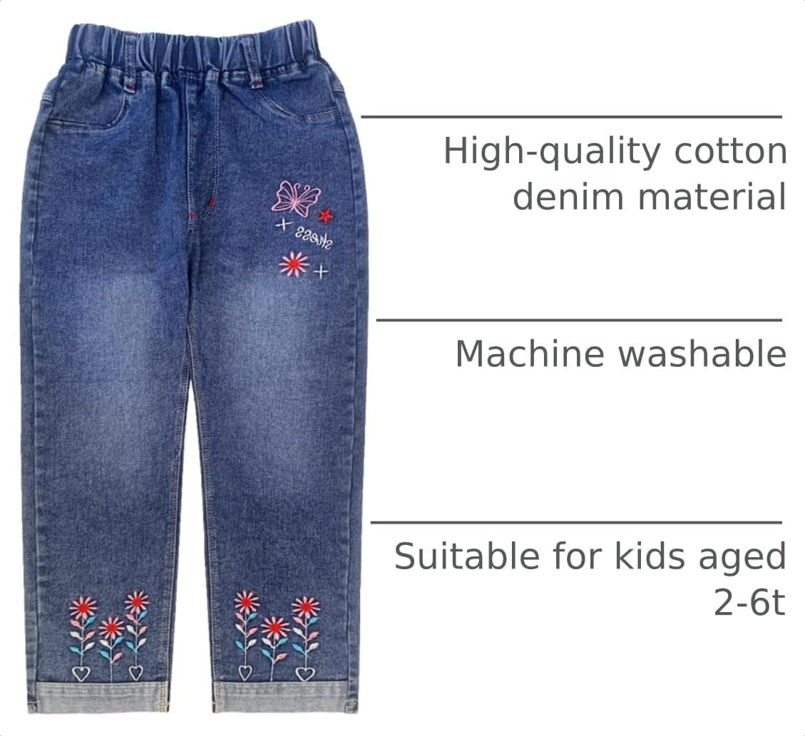 4-9T Infant Little Kids Girls Embroidery Jeans Denim Pants