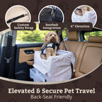 Dog Car Seat for Dogs up to 18Lbs, Lookout II, Palmer Dove (S) | Dog Booster Car Seat with Storage Tray, Elevated View Helps Alleviate Travel Sickness & Fear, Removable Washable Cover
