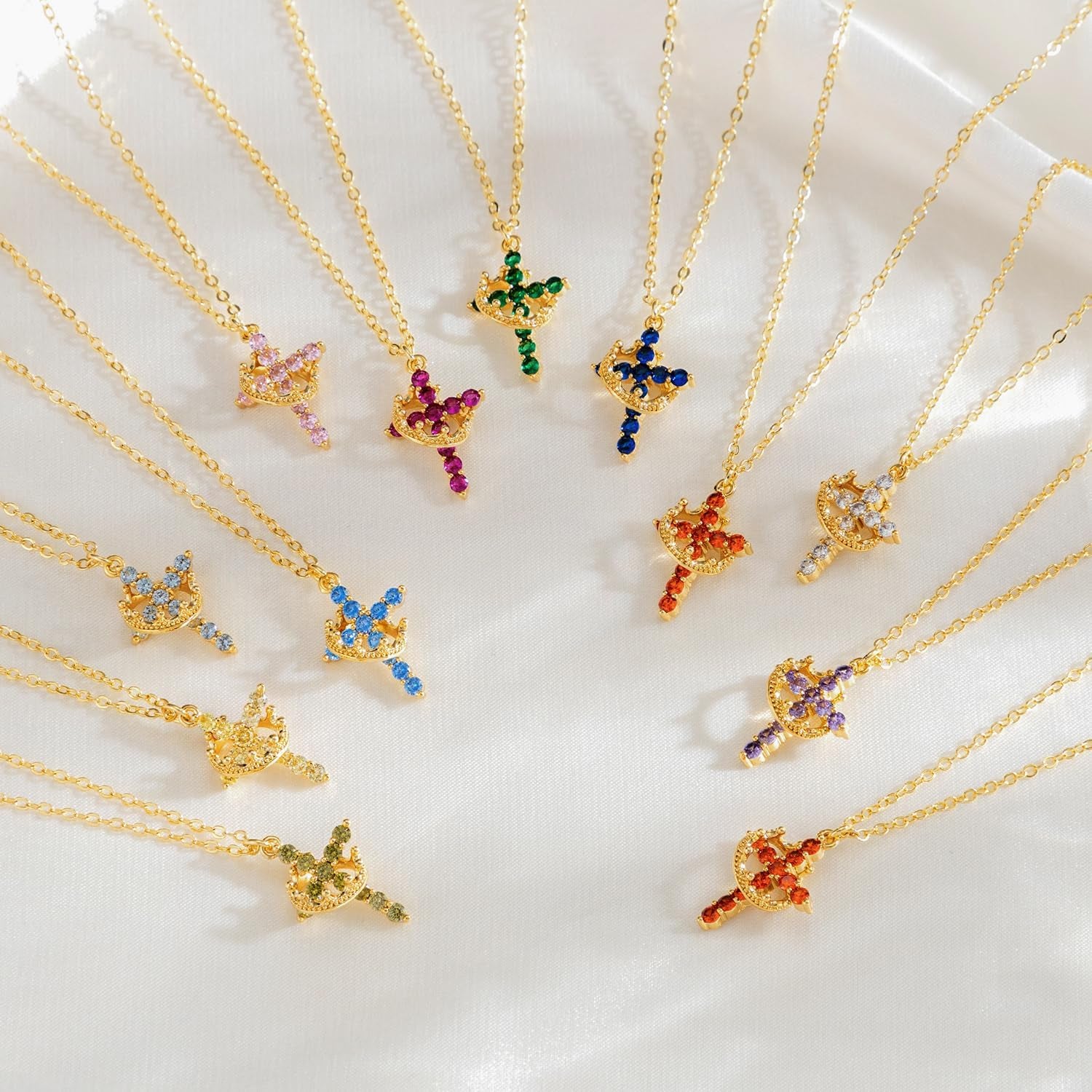 Christian Gift Stocking Stuffers Cross Necklace for Women-Dainty 14K Gold Plated/Silver Plated Pendant Necklaces Simple Cute Tiny Necklace Jewelry for Women
