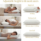 Adjustable Pillows, Queem Size Bed Pillows for Sleeping, Memory Foam Pillows - Medium Firm Back, Stomach and Side Sleeper Pillows