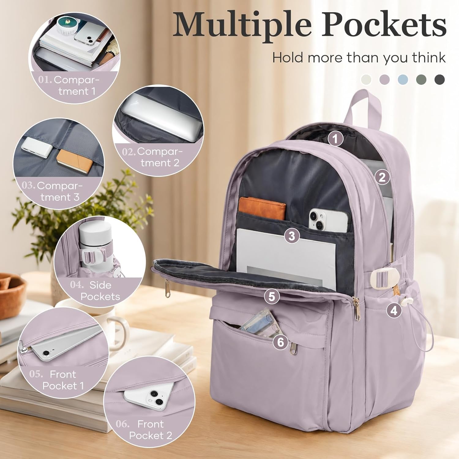 School Backpack for Teen Girls Lightweight College Backpack Women Travel Backpacks Waterproof High School Bookbag for Men Classic Casual Daypacks(Purple)