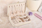 Small Jewelry Box for Women Girls, PU Leather Travel Jewelry Case, Portable Jewelry Organizer Storage Holder Display for Ring Earrings Necklace Bracelet Brooch Men Kids Gift, Apricot