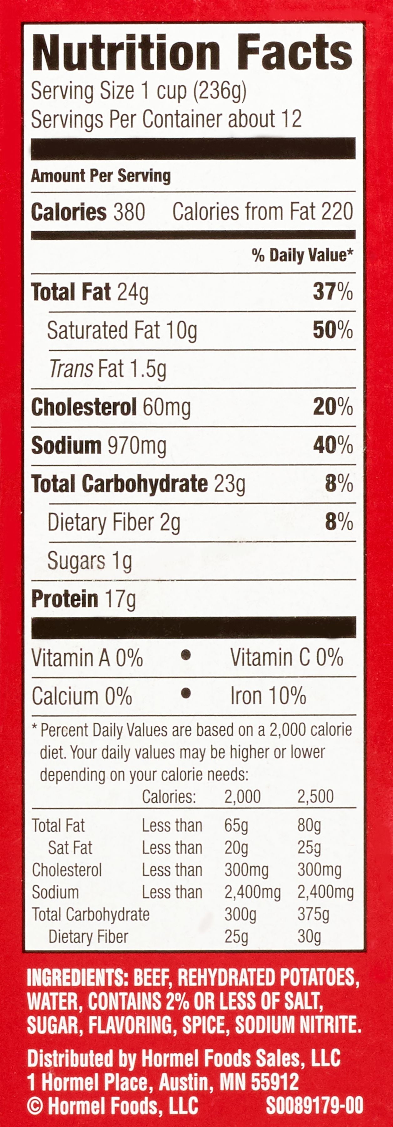 4-Pack HORMEL  Corn Beef Hash, Canned Corned Beef, Shelf Stable, 14 Oz Steel Can