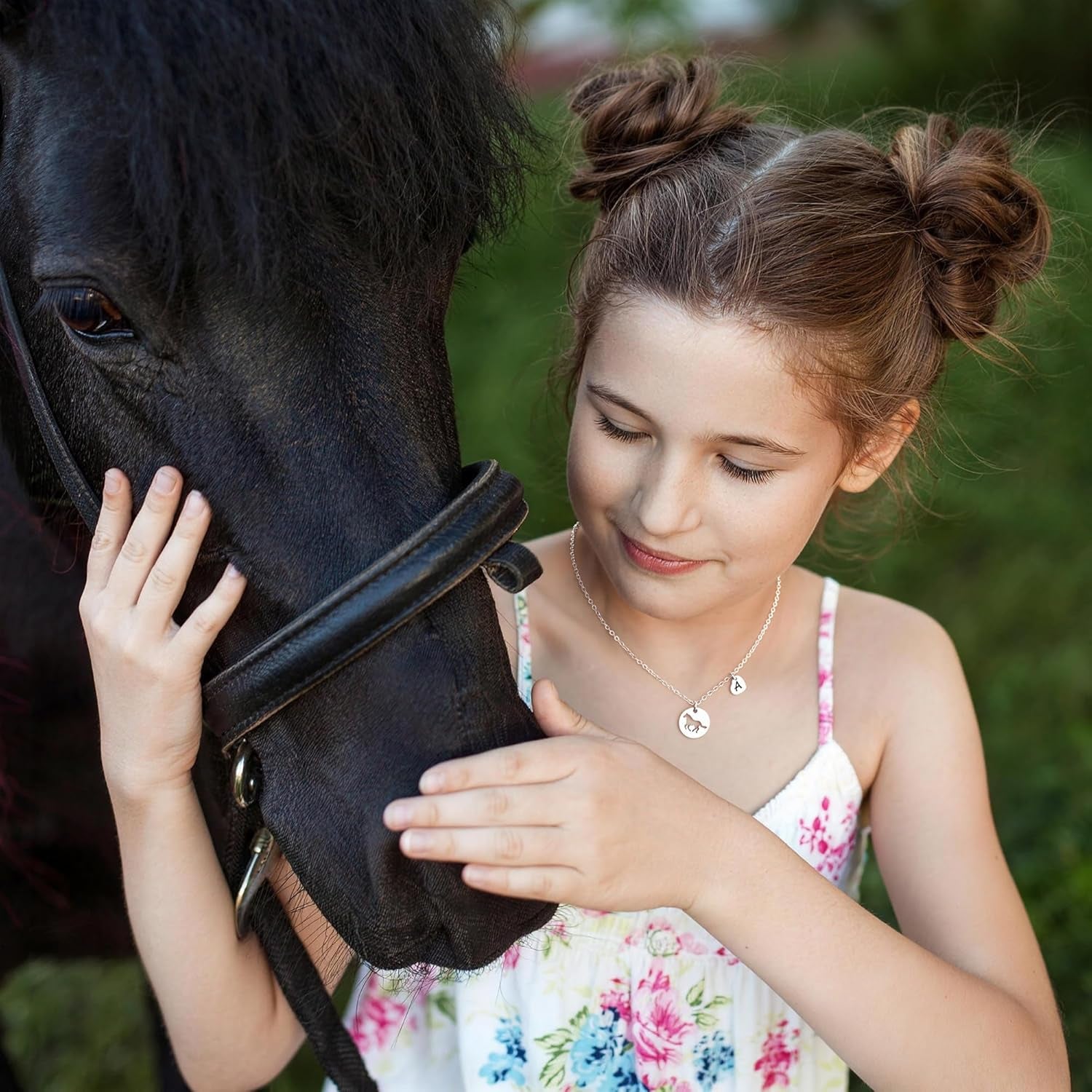 Easter Gifts for Kids Toddlers Teens - Easter Basket Stuffers Horse Necklace Gifts for Girls Horse Necklaces Jewelry Initial Necklace Jewelry Birthday Gift for Teen Girl Kids Women
