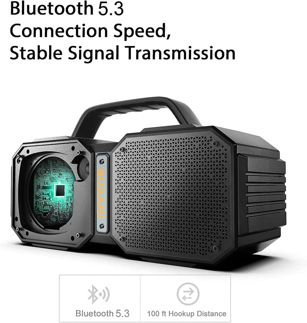 Bluetooth Speaker, Shock Portable Bluetooth Speaker, Bluetooth 5.3, Waterproof, Wireless Speakers, 60W Super Power, Outdoor Speaker, Black(New Model)