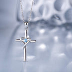 925 Sterling Silver Cross Necklace for Women Men 14K Gold Plated 5A CZ Birthstone Necklaces for Holiday