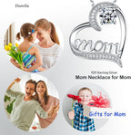 Birthday Gifts for Women 925 Sterling Silver Mom Necklace August September Birthstones Necklace Peridot Blue Sapphire and More Stones Jewelry for Her Love Heart Pendant Necklace