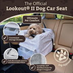 Dog Car Seat for Dogs up to 18Lbs, Lookout II, Palmer Dove (S) | Dog Booster Car Seat with Storage Tray, Elevated View Helps Alleviate Travel Sickness & Fear, Removable Washable Cover