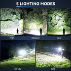 3 Pack Rechargeable Flashlights High Lumens, 990000Lm Super Bright Handheld Flash Light with Power Display, 15H Runtime, IPX7 Waterproof, Zoomable 5 Modes for Outdoor Survival & Camping