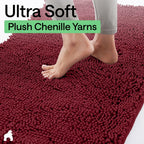 GORILLA GRIP Soakstopper Dog Door Mat, 60X36 Machine Washable Rug Absorbent Doormat Captures Moisture Mud Dirt, Quick Dry Soft Chenille Entryway Rugs Indoor Entrance Mats for Dog Paws, Burgundy